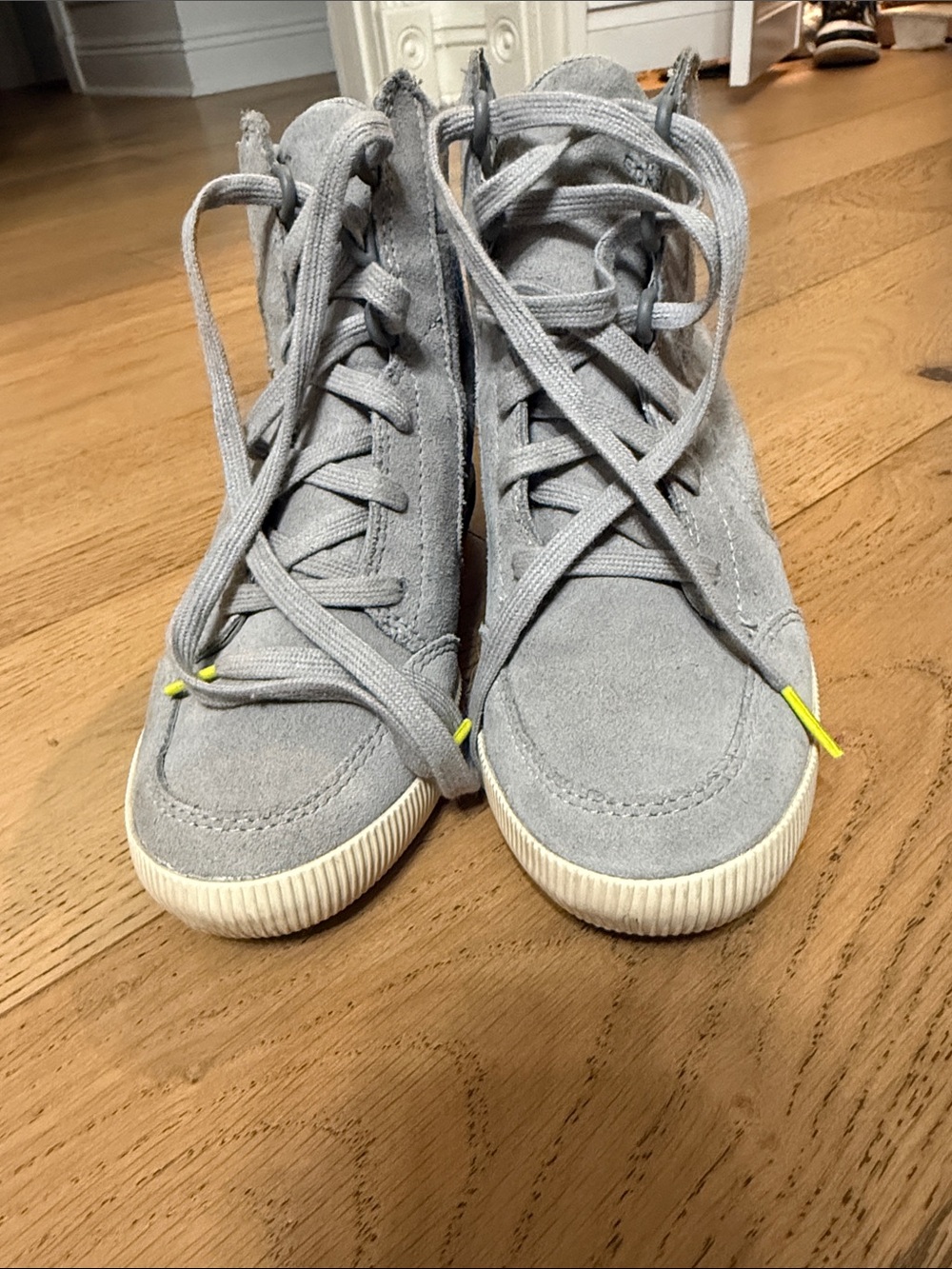 Sorel Kids Suede High-Top Boots in Light Gray
